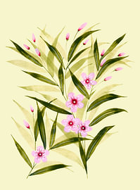 Laurier-rose gracieux - Jaune vintage pâle sur Piret Victoria Studio
