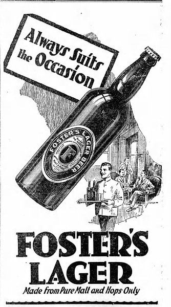 Bier Werbung von Foster's 1932 von Atelier Liesjes