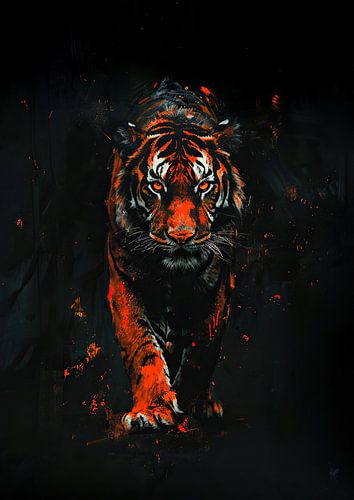 Peinture d'un tigre en néon