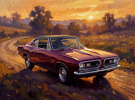 Plymouth Barracuda on a Sunset Trail