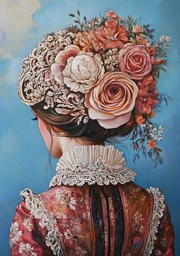 Bloemenvrouw | Elegante Bloemenhoed van ARTEO Schilderijen