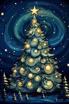 Christmas tree with lights by Artsy