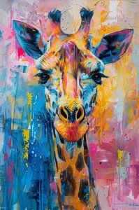 Bunte Gelassenheit - Abstraktes Giraffenporträt