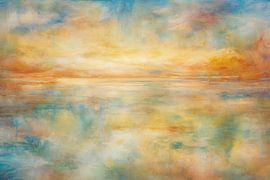 Abstract Sea and Sky – Turquoise and Gold Tones by Joriali Abstract