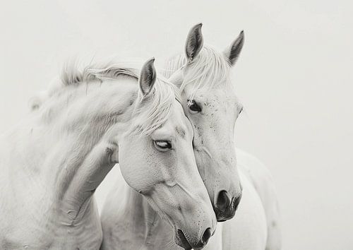 A Serene Moment Immortalised - Two beautiful horse heads together