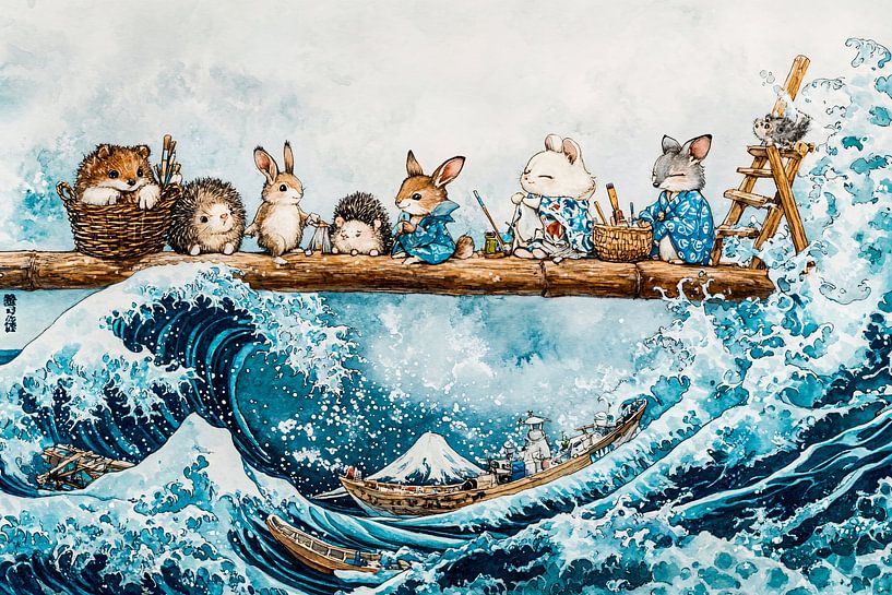 Animals on a wooden bridge by Art & Soul Creations