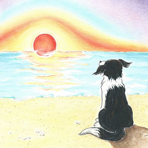 Sendie genießt den Sonnenuntergang am Meer