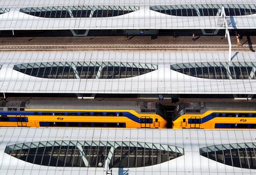 La gare centrale d'Arnhem vue d'en haut