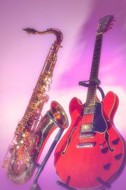 Saxophone and Guitar retro by Antoon van Osch