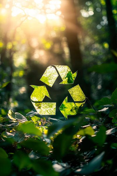 Naturbelassene Umwelt mit Recycling-Symbol von Poster Art Shop