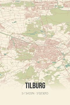 Vintage map of Tilburg (North Brabant). by Rezona