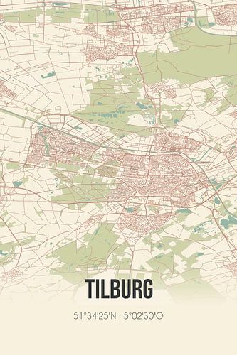 Alte Karte von Tilburg (Nordbrabant)