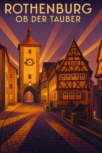 Rothenburg ob der Tauber Vintage Poster - Romantische Altstadt