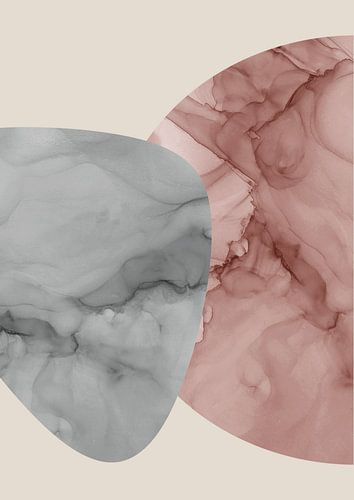 Collage aus Aquarellformen mit Marmoroptik