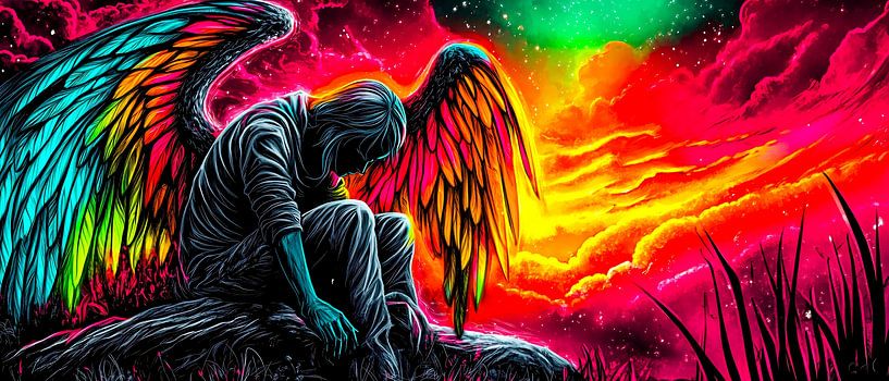 Angel of the coloured twilight by Klaus Tesching - Art-AI