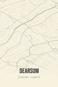 Vintage landkaart van Dearsum (Fryslan) van Rezona