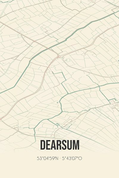 Vintage map of Dearsum (Fryslan) by Prints of Place