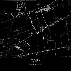 Zwart-witte landkaart van Twisk, Noord-Holland. van Rezona