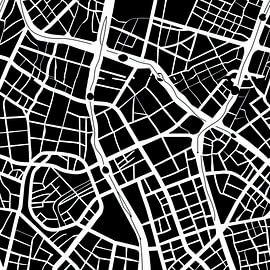 Schwarz-weißer Grundriss als stilvolle Wanddekoration von Vlindertuin-Art