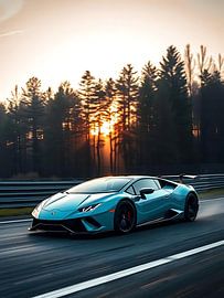 Lamborghini Huracan Blauw Zonsondergang Snelheidsovertreding 3