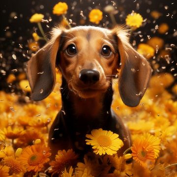 Spring Dachshund by Jacky