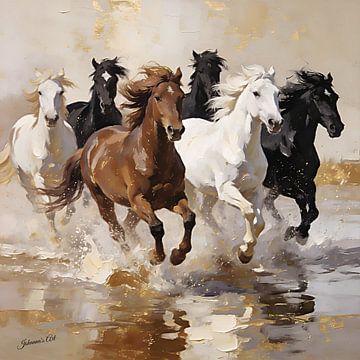 The Beauty of Horses – Freedom in Every Splash by Johannas Art Creations