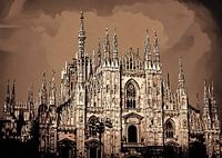 Gotische kathedraalgevel van de Duomo van Milaan