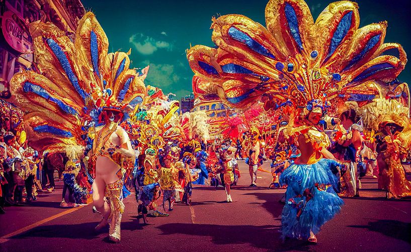 Carnavalsoptocht in de stad op straat Illustratie van Animaflora PicsStock