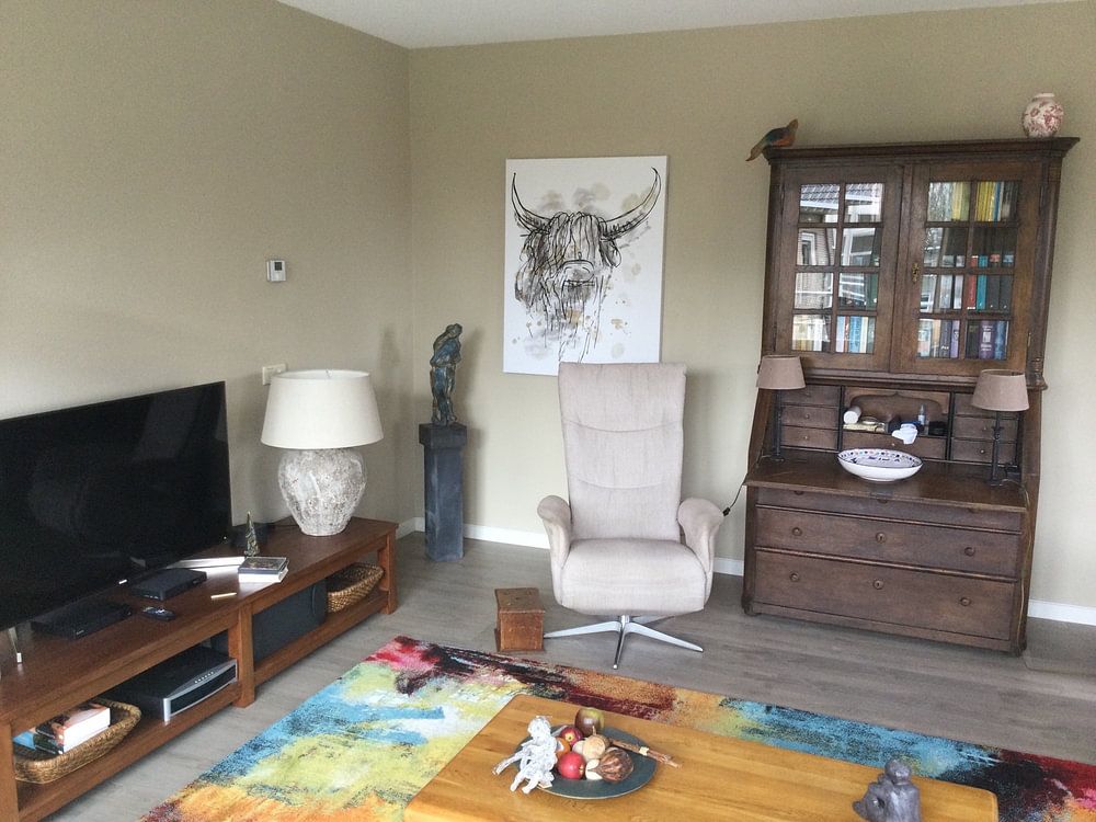 Zähes abstraktes Aquarell eines schottischen Highlanders von Emiel de Lange