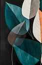 Abstrakte Blätter in Grüntönen, Grau, Beige und Orange von Digital Art Waves Miniaturansicht
