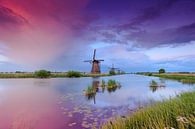 sfeervolle Hollandse wolkenlucht bij de molens van Kinderdijk van gaps photography thumbnail