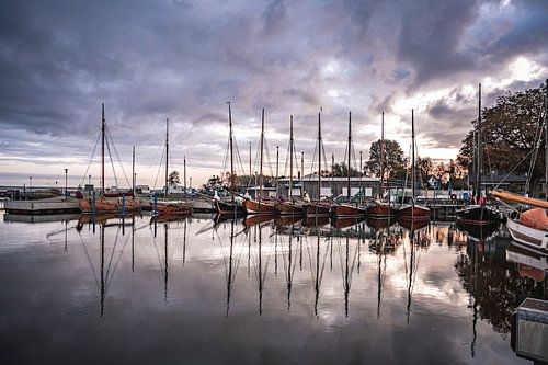 Sunrise at Bodstedt harbour on the Baltic Sea in Fischland Zingst Darß, Mecklenburg-Western Pomerania