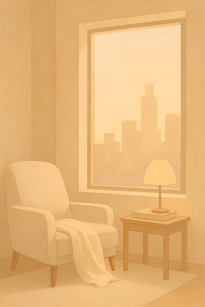 Cozy Minimalist Room with City View by Avinigav