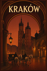 Krakauer Hauptmarkt-Poster - Marienbasilika & Tuchhallen-Kunst