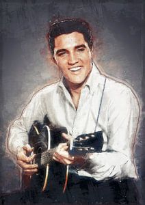 Elvis Presley in oilpaint van Bert Hooijer