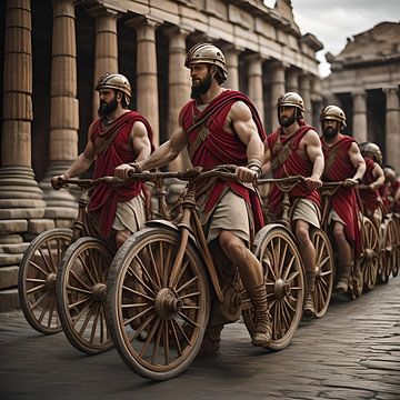 Romeinse soldaten op de fiets
