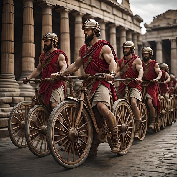 Soldats romains à bicyclette par Gert-Jan Siesling