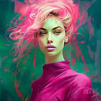 Pop-Art-Porträt Neon Woman III, magenta, neongrün