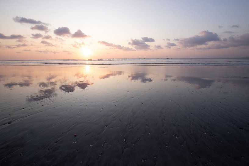 Sunrise on the beach with reflection. Bali, Kuta by Fotos by Jan Wehnert