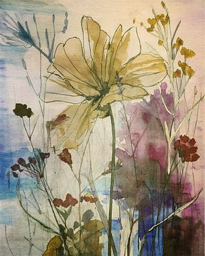 Modern schilderij:  Wilde bloemen in de berm, Serie Botanische kunst van Studio Pieternel