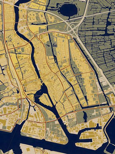 Kaart van Zaanstad in de stijl van Gustav Klimt