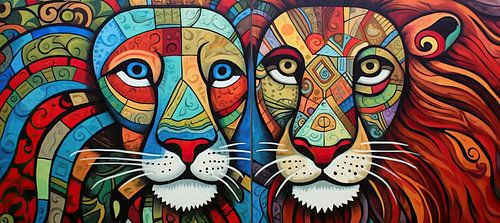 Bunte Löwen malen | Ausmalspiel Safari