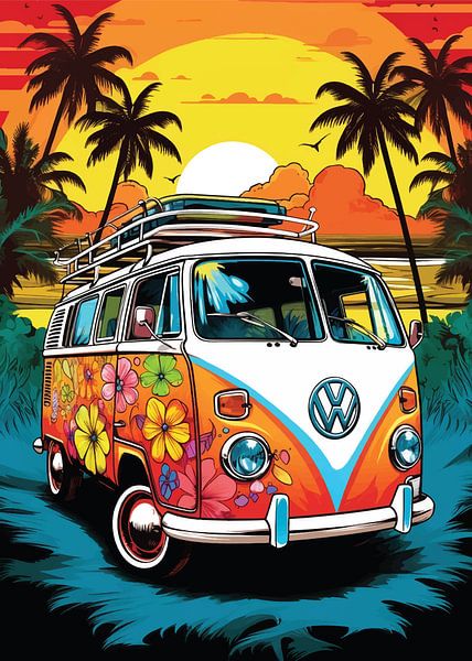 Alter VW-Bus am Strand von PublicArt77