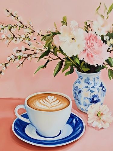 Cozy Coffee Floral Still Life