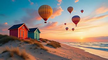 Coastal romance with hot air balloons