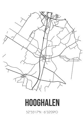 Hooghalen (Drenthe) | Landkaart | Zwart-wit