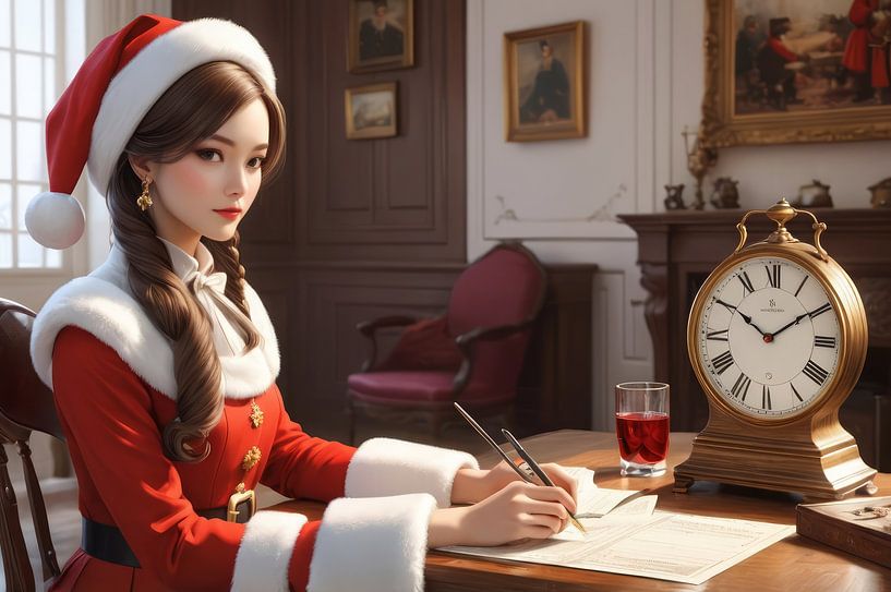 beautiful girl with santa claus costum by hisam colours