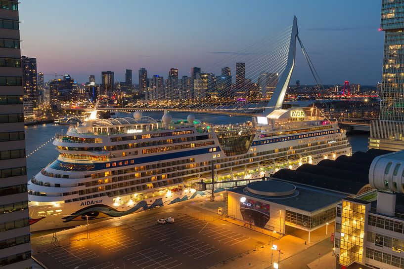 Cruiseship in Rotterdam van Peter Hooijmeijer