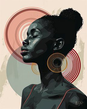 Portrait &quot ; Femme africaine en Harmonie V &quot ; sur René van den Berg