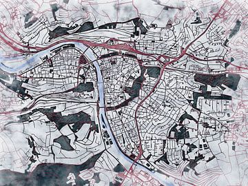 Map of Würzburg with the style 'White Winter' by Maporia